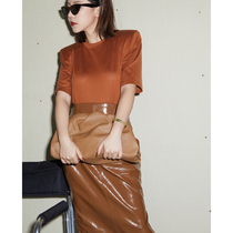 Z boss silk blend flat shoulder round neck base base shirt detachable shoulder pad loose short sleeve t-shirt women