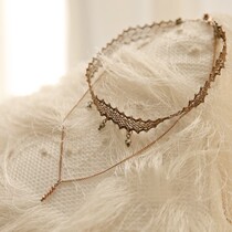  Korean light luxury retro exquisite feminine hollow pendant sexy double clavicle collar Bronze necklace