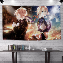 Customizable Japanese two-dimensional animation Violet eternal garden background cloth dormitory room bedside decoration hanging cloth