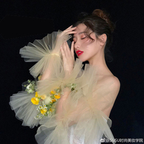 Summer thin Korean bridal mesh gloves wedding dress long hand gauze hand sleeve makeup styling gloves multi-color