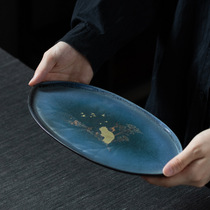 Office desktop small tea plate with delicate dry tea plate creative small tea table ceramic fruit plate meal