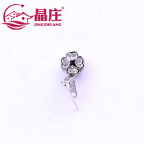 Jingzhuang s925 silver buckle Crystal clip buckle oblique buckle head Emerald four-leaf clover buckle necklace buckle pendant silver buckle
