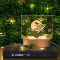 Creative 3D three-dimensional table lamp LED night light USB wooden base Whale series new support to map new