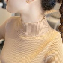 2021 autumn and winter new semi-turtleneck sweater womens spring base shirt womens long-sleeved wool top slim student sweater