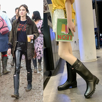 European and American style British matte rain boots Womens high tube rain boots Martin non-slip rain boots fashion waterproof rubber boots tide