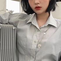 Japan and Korea ins trend Net Red personality wild multi-layer portrait pin necklace Street wind stack wearing choker men and women