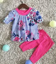 Loose money clearance treatment Spring girls baby baby cotton half-sleeve Half sleeve T-shirt trousers two-piece set