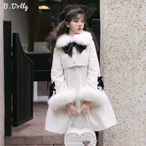 Quick group deposit original Lolita Snow Country romantic fake two A version of tweed coat CLA is autumn and winter warm long coat