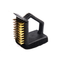 Right angle multifunctional barbecue brush 3 in 1 wire brush copper wire brush grill cleaning brush licensed