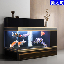 Koi special floor tank Living room household koi pond ultra-white large office koi fish tank aquarium customization
