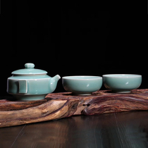 Longquan Celadon travel pack One pot two cups Quick cup portable Kung Fu tea set small outdoor carry-on