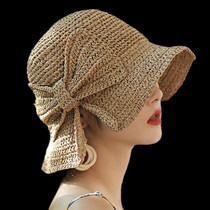 Small along the straw hat female summer hat simple butterfly bowl hat fisherman hat shopping out hook shading sun cap