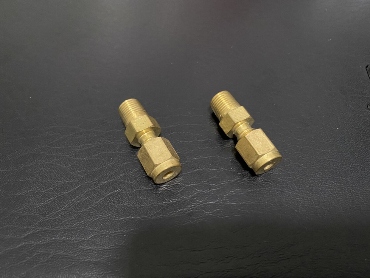 英制1分1/8螺纹接转1/8管黄铜双卡套接头公制3mm2mm4毫米色谱配件