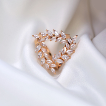 High-grade silk scarf accessories buckle three ring scarf buckle exquisite zircon leaf square scarf shawl knot buckle