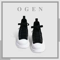 ULOVAZN Japanese light luxury personality black and white classic high-top canvas shoes spring and autumn all-match couple tide shoes