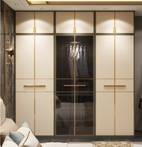 Nordic light luxury wardrobe simple modern home bedroom storage cabinet glass door locker large wardrobe