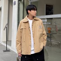 KAMAKE SMALL CODE MENS CLOTHING DAY SERIES SPRING RETRO VINTAGE MID-LENGTH TOOLING COTTON CLOTHING LOOSE COTTON CLOTHES MEN AND WOMEN