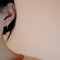 Geometric straight earrings through body 925 sterling silver outer platinum plated hypoallergenic non-fading curved earrings female Korean version