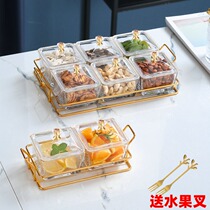 Net red glass dried fruit snacks snack plate living room fruit plate household KTV split nut snack plate storage box