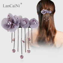 Antique tassel hairpin Korean retro hair ornaments Korean version of the fashion simple back of the head half tie hair hair clip top headdress