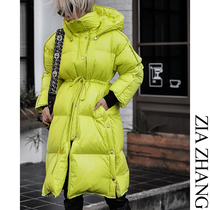 Z boss European and American minority long down jacket hooded waist thick down jacket women