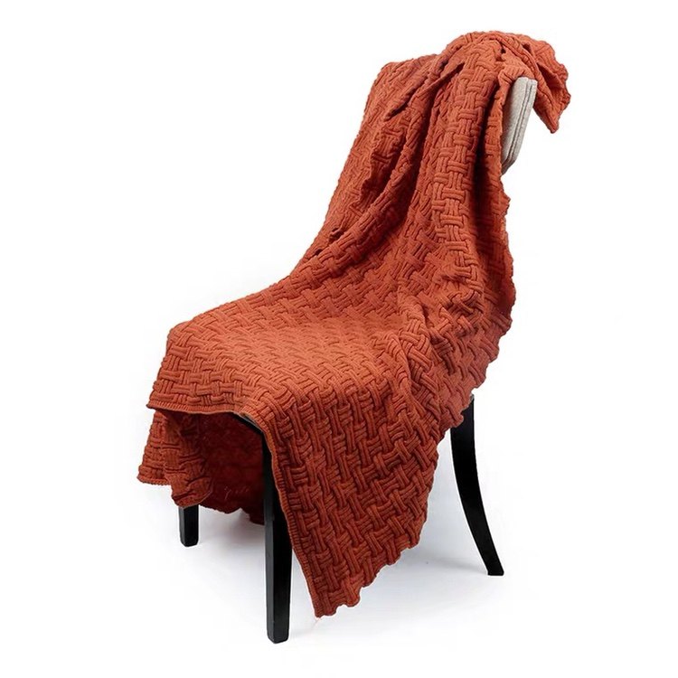 Model room towel orange knitting can be household towel sofa bed tail blanket furniture store home exhibition hall soft
