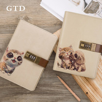 Password book with lock diary super cute cute girl heart B6 creative Net Red Hand account notebook simple elementary school student fingerprint art exquisite thickened notepad princess girl hand account book