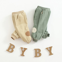 Baby plus velvet pants baby autumn and winter padded pants childrens corduroy trousers