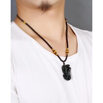 A stone natural ice crystal obsidian pendant necklace to attract wealth transfer brave pendant jewelry gift to boyfriend