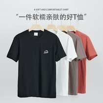 Hanska round collar short sleeve T-shirt man 2022 Summer new teen Chauded pure color 100 hitch casual undershirt