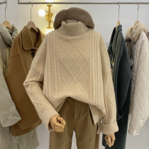 Lolora high neck twist sweater women pullover 2021 Winter new Korean design sense niche coat