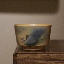 Taofu Jingdezhen Wang Gelin hand-pulled embryo firewood burning tea cup firewood Cup Japanese ceramic kung fu tea cup