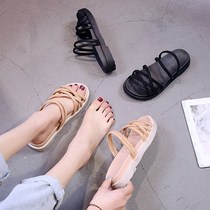Two wear net red Roman shoes female student fashion 2019 new summer female Roman style flat Korean version wild sandals female