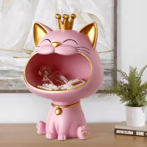 Put the key storage ornaments Entry entrance living room home decorations Pink light luxury office desktop lucky cat