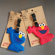 Luggage tag listing trolley box Cartoon boarding pass Sesame Street cute consignment card pvc soft rubber plane tag