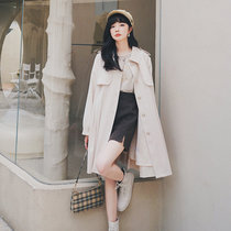 Trench coat womens long 2021 early autumn new coat over the knee British style small man Beige Spring and autumn coat women