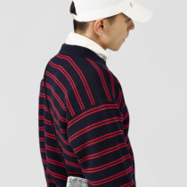 SAMESAME retro loose lapel knit striped sweater men wear warm knitting trend autumn and winter