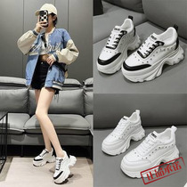 Hong Kong Tianjin 2022 new high - end leather daddy shoes lady increased breathable thick pine white shoes