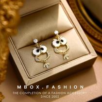 Xunshi LONEL Lona cute little owl earrings 925 silver pin earrings not allergic light luxury high grade small