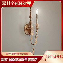 French wood wall lamp single head Baroque style aisle corridor wall lamp bedside lamp living room background wall lamp