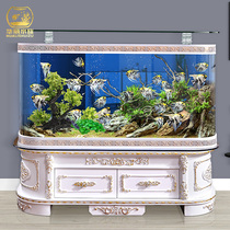 Round ecological goldfish tank aquarium living room custom-made bottom filter-free European type floor-standing household vertical large