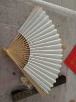 Nine-inch carved jade bamboo sprinkling gold rice paper surface folding fan writing fan playing fan famous Wu Yunshan people hand-written calligraphy authentic