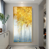 Abstract rich gold crystal porcelain decoration hanging painting vertical porch corridor aisle Nordic simple atmosphere light luxury frame painting