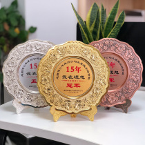 Commemorative plate metal Medal Plate honorary recognition card glorious retirement souvenir medal customized Outstanding Contribution Award