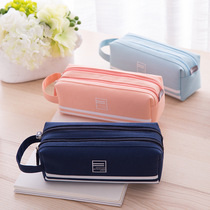 Del 66772 Pen Bag Simple Canvas Large Capacity Multi-function Student Storage Bag Pencil Pencil Bag