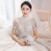 Korean main wedding dress 2021 New temperament small starry sky high bridal bubble sleeve Palace style