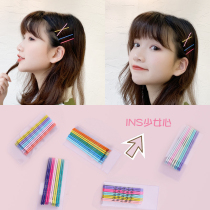 Hongjin Korean candy color clip rainbow hairclip cute Ins girl heart banghai clip top Harajuku wind hair card