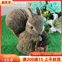 New Mori wedding props animal ornaments straw squirrel stage welcome arrangement small animal ornaments