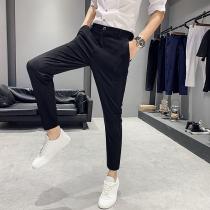 Summer slim fit pants male Korean version trendy 90% trouser suit pants pituitary pants pituitary black casual pants small leggings