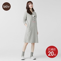 lativ Snoopy womens nightgown fleece dress genuine IP home autumn and winter recommended womens clothing